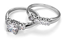 Diamond Rings with Matching Wedding Rings