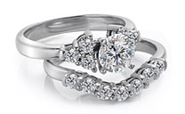 Diamond Rings with Matching Wedding Rings