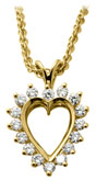 14K Yellow Gold Diamond Heart Pendant with 18 Inch Rope Chain (1/2 ct.tw.)