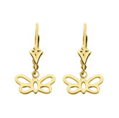 14k Yellow Gold Pierced Butterfly Earrings                                                                                                                                                                                       