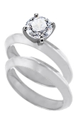 Palladium 4 mm Knife Edge Solitaire Engagement Ring Engagement Ring with 4 mm Matching Band                                                                                                                                      