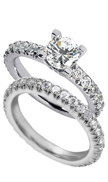 Fancy Diamond Platinum Engagement Ring Paired with Matching Diamond Band - 46 Diamonds in All! (2.30 ct. tw.) - Danforth Diamond : engagement ring