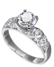Palladium Woman's Engagement Ring with 36 Bead-Set Diamond Side Stones(.50 ct. tw.)                                                                                                                                              
