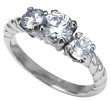 Palladium Round Three Stone Ring