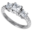 Palladium Princess Three Stone Ring
