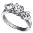 Palladium Round Three Stone Ring with Trellis Setting