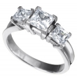 Platinum Princess Three Stone Ring