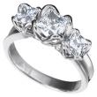Platinum Princess Three Stone Ring with Trellis Setting