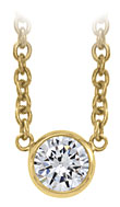 14K Yellow Gold Bezel Solitaire Diamond Necklace with 18 Inch Cable Chain (.75 ct. tw.)