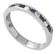 Platinum 3 mm Ring with Channel Set Diamonds and Blue Sapphires                                                                                                                                                                  