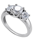 Platinum Round Three Stone Ring with Trellis Setting