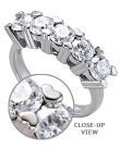 Platinum Diamond Ring with 5 Heart Prong Set Diamonds