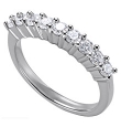 Thin Platinum Diamond Ring with 9 Prong Set Diamonds