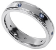 Palladium EZfit Milgrain Men's Wedding Band with Blue Sapphires