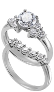 Platinum Engagement Ring with Six Side Stones and Matching Contoured Wedding Band with Seven Diamonds (1 ct. tw.)                                                                                                                