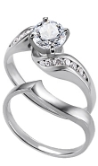 Palladium Diamond Twisty Ring with Matching Plain Band (.25 ct. tw.)                                                                                                                                                             