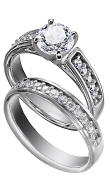 Palladium Cathedral Style Diamond Engagement Ring with Matching Diamond Band (.58 ct. tw.)                                                                                                                                       