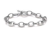Sterling Silver Oval Open Link Bracelet with Toggle Clasp