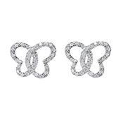 Sterling Silver Interlocking Butterfly Heart Earrings with Cubic Zirconias                                                                                                                                                       