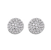 Sterling Silver Circle Earrings with Pave Set Cubic Zirconias                                                                                                                                                                    