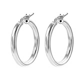 Sterling Silver Round Hoop Earrings (25 mm)                                                                                                                                                                                      