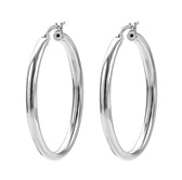 Sterling Silver Round Hoop Earrings (36 mm)                                                                                                                                                                                      