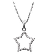 14K White Gold Diamond Star Pendant with 18 Inch Rope Chain (.15 ct. tw.)                                                                                                                                                        