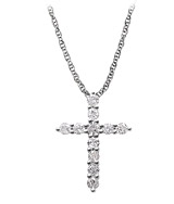 14K White Gold Diamond Cross Pendant with 18 Inch Rope Chain (.25 ct. tw.)                                                                                                                                                       