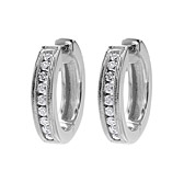 14K White Gold Round Mini-Hoop Earrings with Diamonds (.25 ct. tw.)                                                                                                                                                              