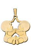 14K Yellow Gold Two Baby Boys Charm - 