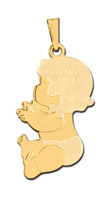 14K Yellow Gold Baby Girl Charm - 
