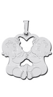 Sterling Silver Two Baby Girls Charm - 