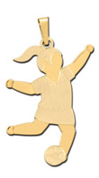 14K Yellow Gold Girl Soccer Player Charm - 