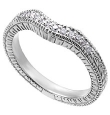 Platinum Contoured Wedding Band with Bead Set Diamonds (.12 ct. tw.)                                                                                                                                                             