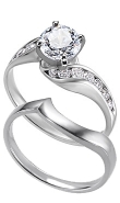 Platinum Diamond Twisty Ring with Matching Plain Band (.50 ct. tw.)                                                                                                                                                              