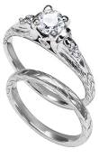 Platinum Engraved Matched Set with Diamonds (.31 ct. tw.)                                                                                                                                                                        