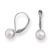 Cultured Akoya Pearl Earrings with 14K White Gold Lever Backs                                                                                                                                                                    