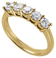 14K Yellow Gold Diamond Ring with 5 Prong Set Diamonds (1 ct. tw.)