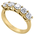 14K Yellow Gold Diamond Ring with 5 Prong Set Diamonds (1.50 ct. tw.)