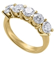 14K Yellow Gold Diamond Ring with 5 Prong Set Diamonds (2 ct. tw.)