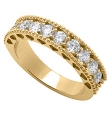 14K Yellow Gold Diamond Band with Heart Design and Channel Set Diamonds (.99 ct. tw.)