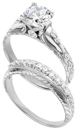 Platinum Engraved Matched Set with Diamonds (.21 ct. tw.)