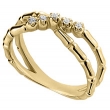 14K Yellow Gold Bamboo Ring with Diamonds