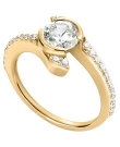 18K Yellow Gold Bypass Ring with Bezel Setting and Diamond Sidestones (.26 ct. tw.)