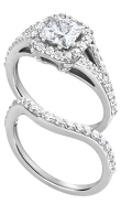 Platinum 2.5 mm Halo Engagement Ring with Matching Band (1.11 ct. tw.)