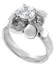 TruSilver Modern Flower Ring with Cubic Zirconia