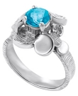 TruSilver Modern Flower Ring with Swiss Blue Topaz