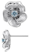 TruSilver Single Flower Birthstone Earrings with Blue Topaz