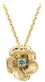 14K Yellow Gold Single Flower Birthstone Pendant with Aquamarine