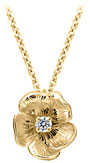 14K Yellow Gold Single Flower Birthstone Pendant with Diamond